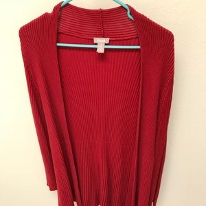 Red cardigan